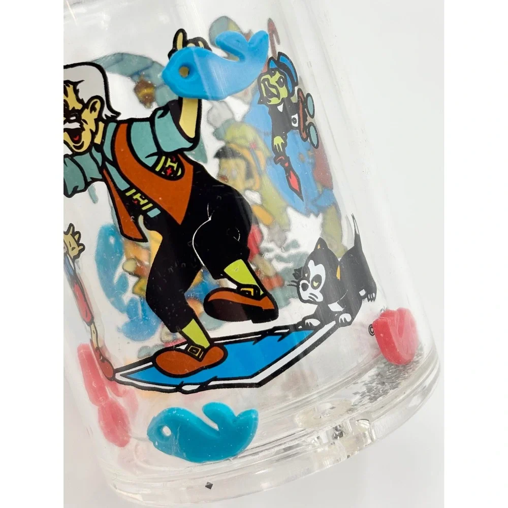Vintage Disney Pinocchio Floating Fish Double Walled Acrylic Tumbler Cup 4.25in